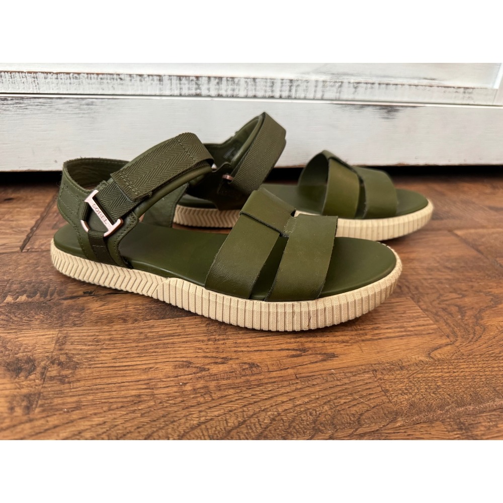 SOREL Ona Ave Ankle Strap Sandals Utility Green Bleached Ceramic Size 8